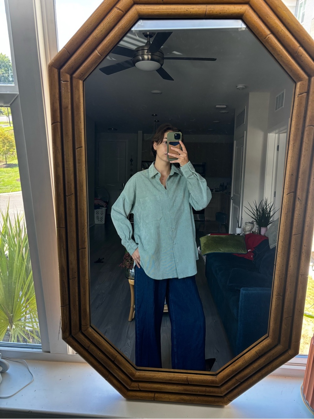 Zara Green Button-Up Shirt
